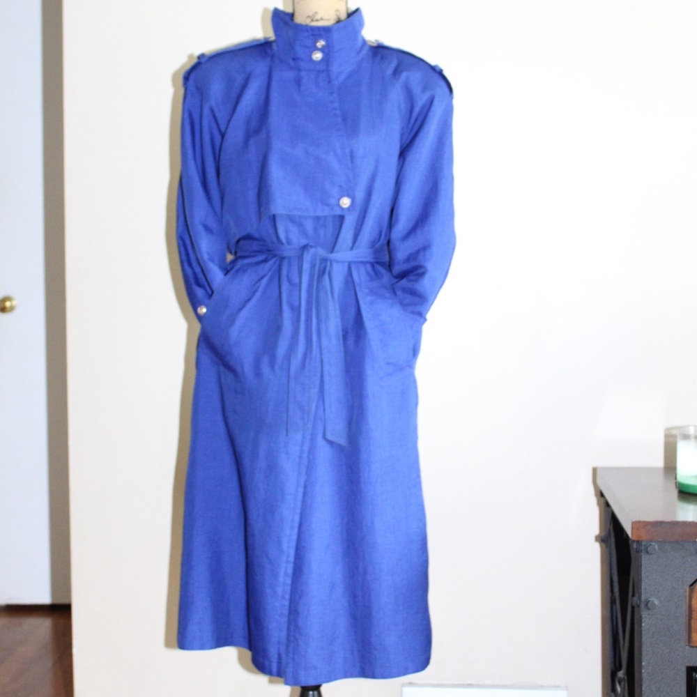 Vtg J. Gallery Blue Lined Trench Coat Women’s 8P
